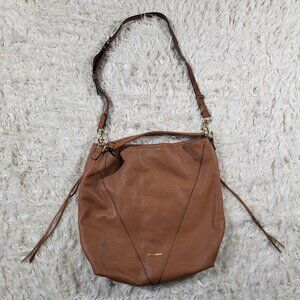 Rebecca Minkoff Brown Leather Moto Hobo Tassel Fringe Shoulder Bag